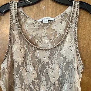 Sale🎈3/$20 Forever 21 Tan Color Lace Tank Top size SP